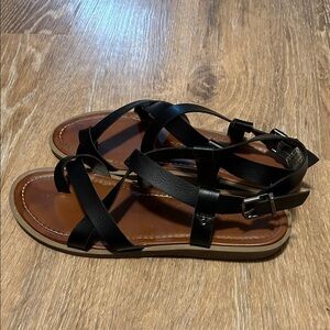 Chic Black Leather Sandals